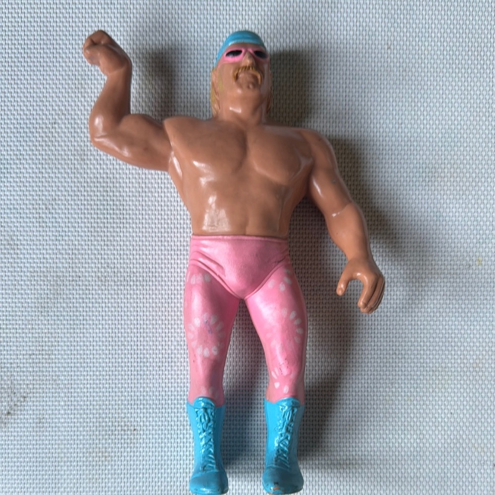 Hulk Hogan Wrestling Action Figure with Pink and Blue Outfit